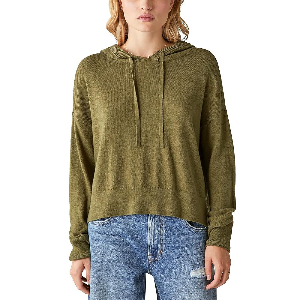 【DEARMINE】Net Soft Hoodie Lucky Brand Women's Cloud Soft Hoodie, Wintermoss, X-Large